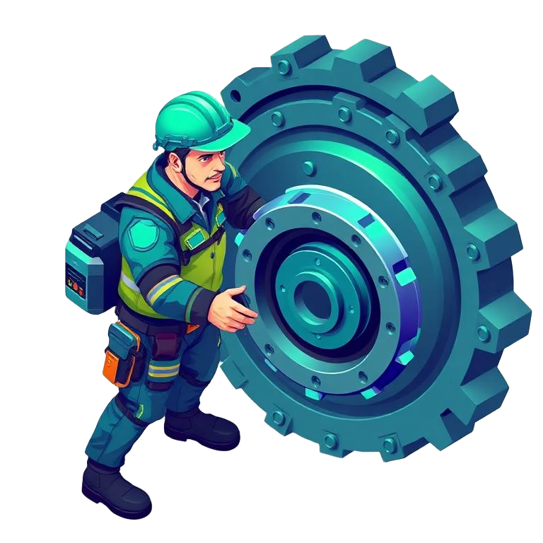 Engineer working on gears